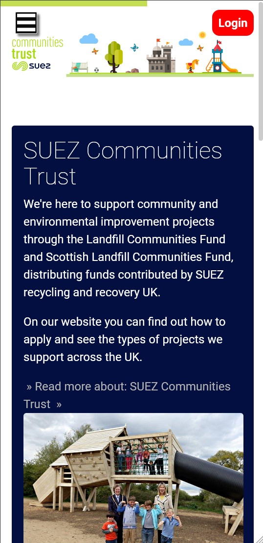 SUEZ Communities Trust mobile website home page