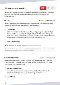 performance and security page