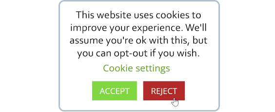 And example of a cookie banner opt-in or opt-out banner