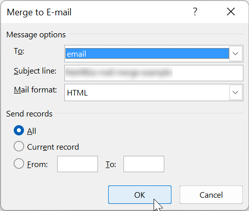 Merge to E-mail