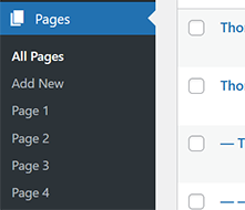 WordPress sidebar navigation links